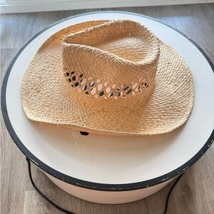 lack of color desert cowboy tan raffia straw western beach summmer hat small NEW